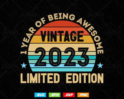 01 Years Of Being Awesome Vintage Limited Edition Birthday Vector T shirt Design Png Svg Files, Birthday gift svg files for cricut SVG DesignDestine 