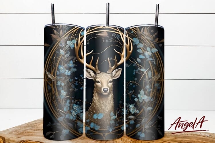 20 oz skinny tumbler sublimation png wild animal / deer png - So Fontsy