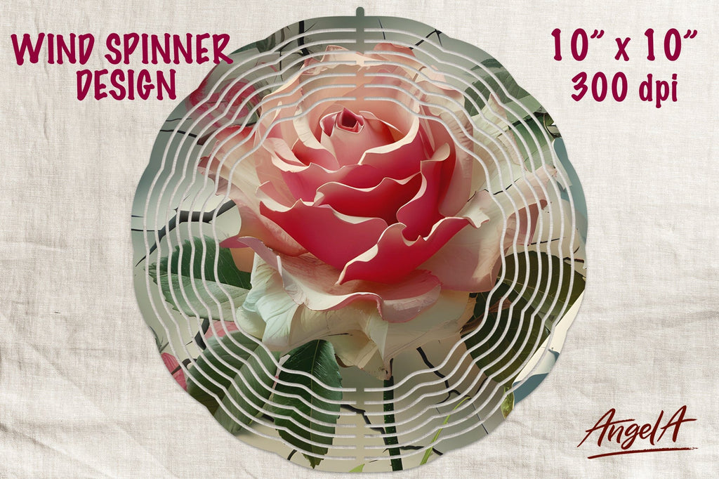 3D floral wind spinner, rose flower - So Fontsy