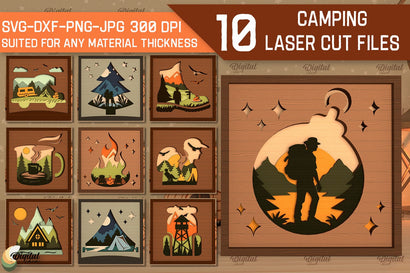 3D Layered Camping Laser Cut Bundle. Camping Decor SVG SVG Evgenyia Guschina 