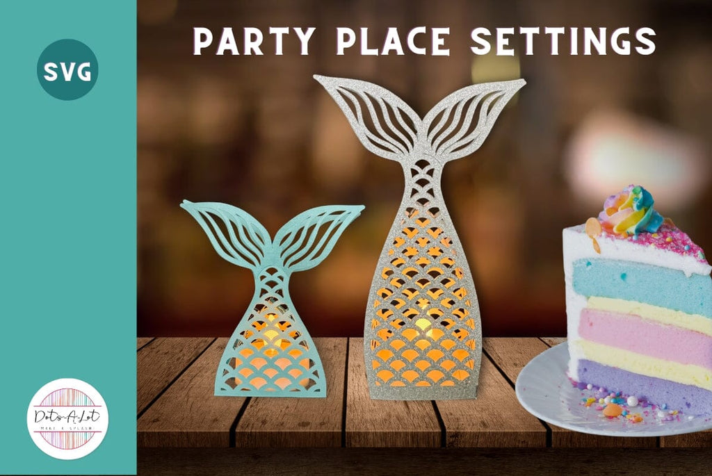 3D SVG Mermaid Tail Favor Box & Tealight - So Fontsy