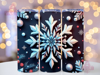 3D Winter Christmas Snowflakes Skinny Tumbler Design, 3d Tumbler Wraps, Tumbler Sublimation Designs Straight & Tapered, Instant Download Sublimation SvggirlplusArt 