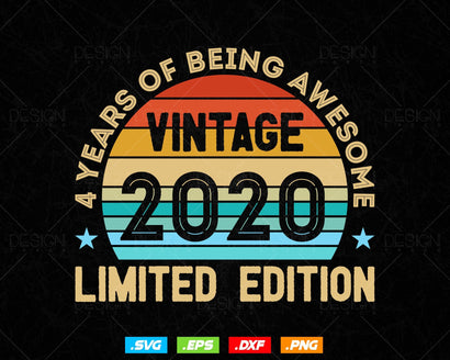 4 Years Of Being Awesome Vintage Limited Edition Birthday Vector T shirt Design Png Svg Files, Birthday gift svg files for cricut SVG DesignDestine 
