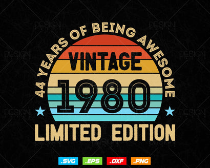 44 Years Of Being Awesome Vintage Limited Edition Birthday Vector T shirt Design Png Svg Files, Birthday gift svg files for cricut SVG DesignDestine 