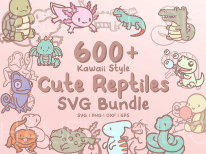 600+ Reptiles and Amphibian SVG Design Set SVG HalieKStudio 