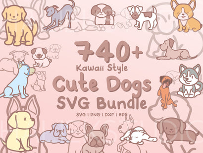 740+ Kawaii Cute Dogs SVG Design Set SVG HalieKStudio 
