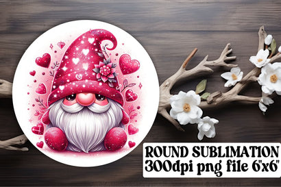 Adorable Valentines Gnome Decor: Round Art, Keychain, Coaster Sublimation afrosvg 