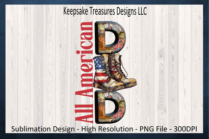 All American Dad Sublimation PNG, Patriotic Father's Day Gifts, Vintage Combat Boots, Digital Download Sublimation Keepsake Treasures Designs LLC. 