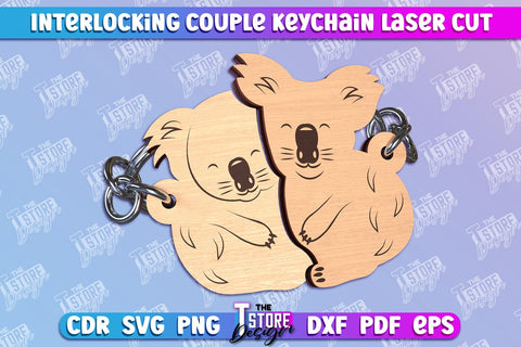 Animals Couple Keychain Bundle | Interlocking Couple Keychain Design | CNC Files SVG The T Store Design 
