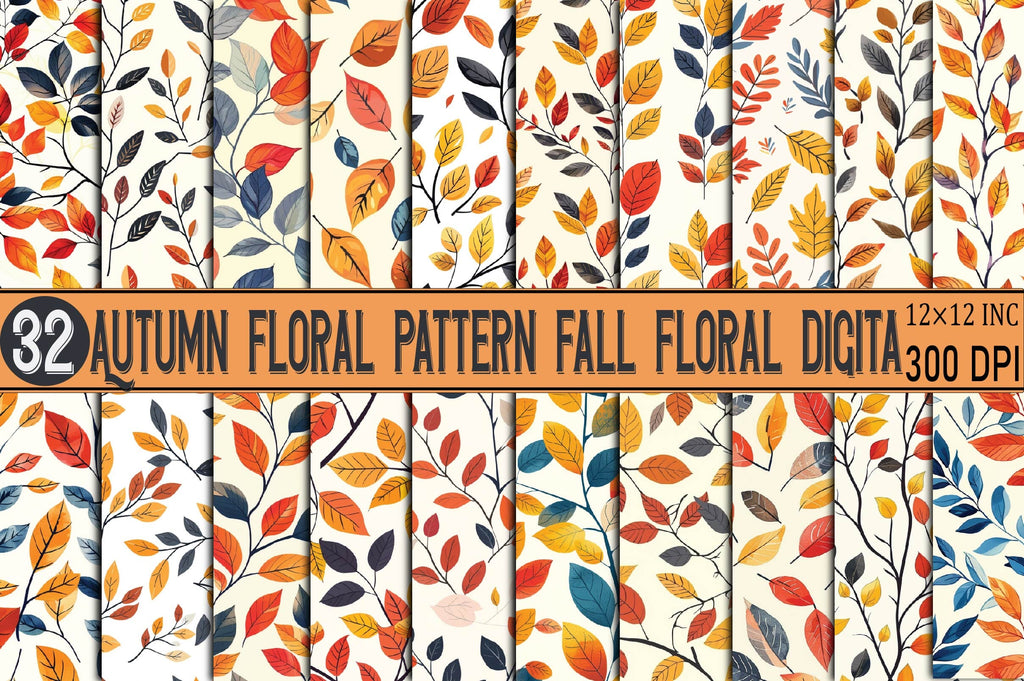 Autumn Floral Pattern Fall Floral Digital - So Fontsy