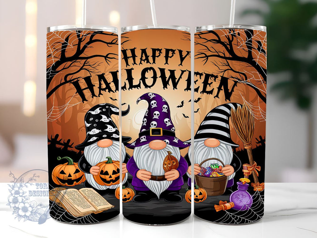 Autumn Gnome 20oz Skinny Tumbler, Halloween Gnome Tumbler Png, Straight 