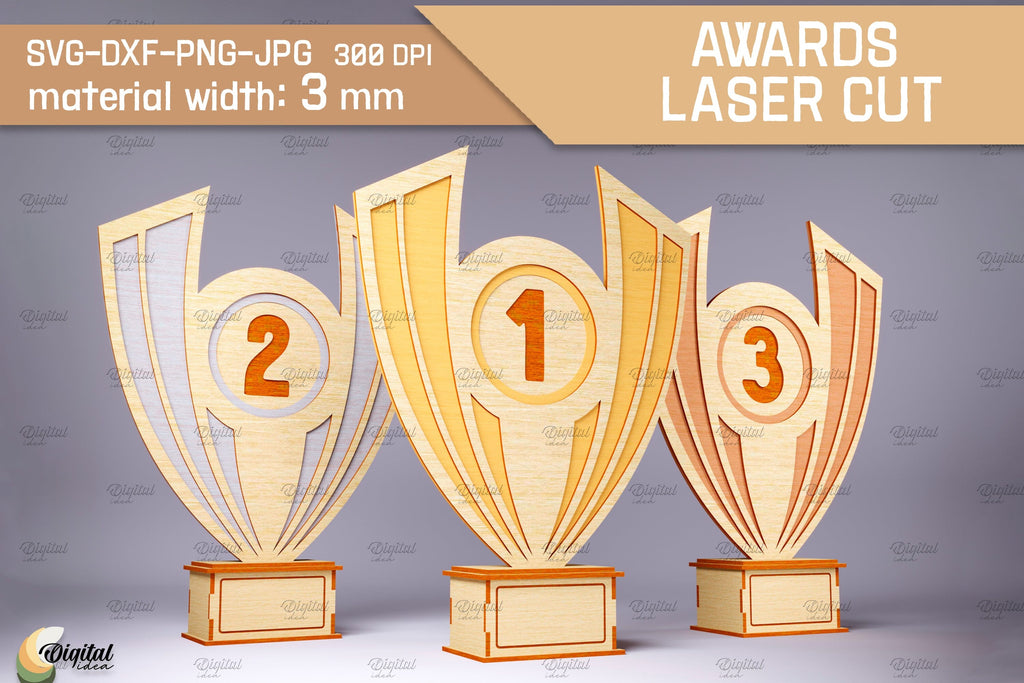 Award Laser Cut. 3D Trophy. Sport Laser Cut - So Fontsy