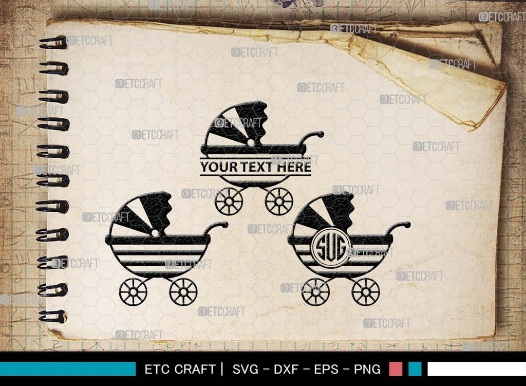 Baby Carriage SVG Bundle, Baby Carriage Silhouette, Pram Svg, Stroller