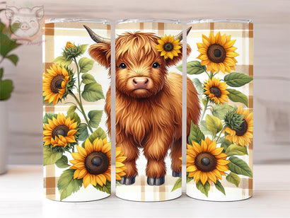 Baby Highland Cow Fall Sunflowers 20oz Tumbler Png, Sublimation Design, Highland Cow Tumbler Png, Digital Download PNG Sublimation Lara' s Designs 