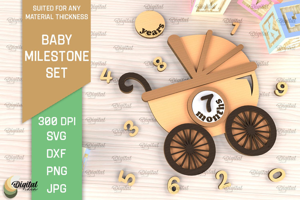 Baby Milestone Cards Laser Cut Bundle. Baby Months Cards SVG - So Fontsy