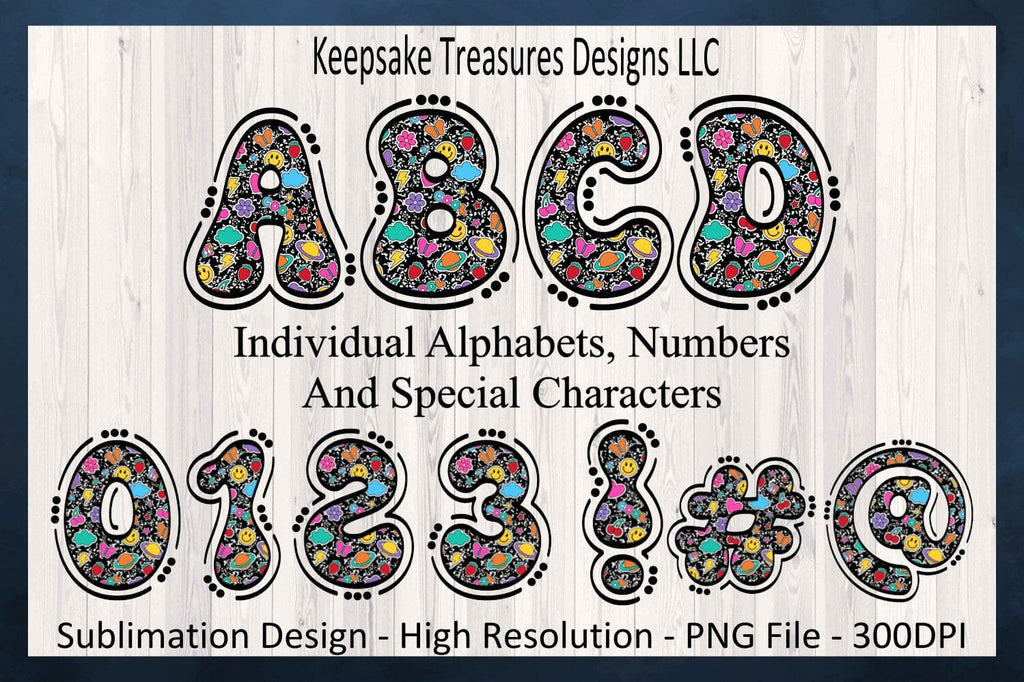 Back To School Composition Book Doodle Alphabet Set, Groovy Dots and ...