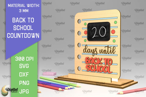 Back To School Countdown Laser Cut Bundle. Countdown Sign SVG SVG Evgenyia Guschina 