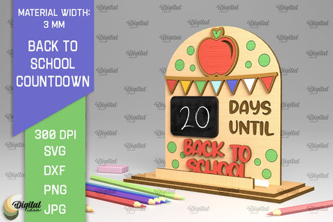 Back To School Countdown Laser Cut. Countdown Sign SVG SVG Evgenyia Guschina 