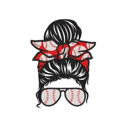 Baseball Mom Machine Embroidery Design, Softball Mom Embroidery, Messy Bun Embroidery Design, 3 sizes, Instant Download Embroidery/Applique DESIGNS Nino Nadaraia 