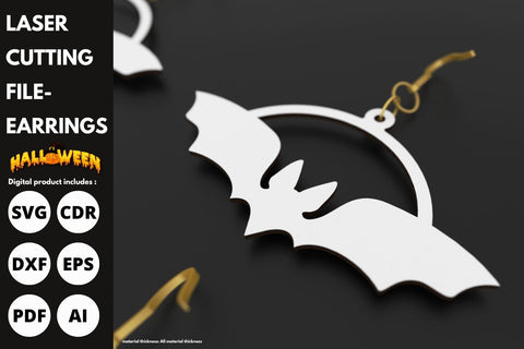 Bat Halloween star moon earrings | paper cut | svg laser cut Glowforge SVG tofigh4lang 
