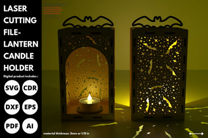 Bat star Halloween pattern lantern laser cut file | SVG | laser cutting file | glowforge SVG tofigh4lang 