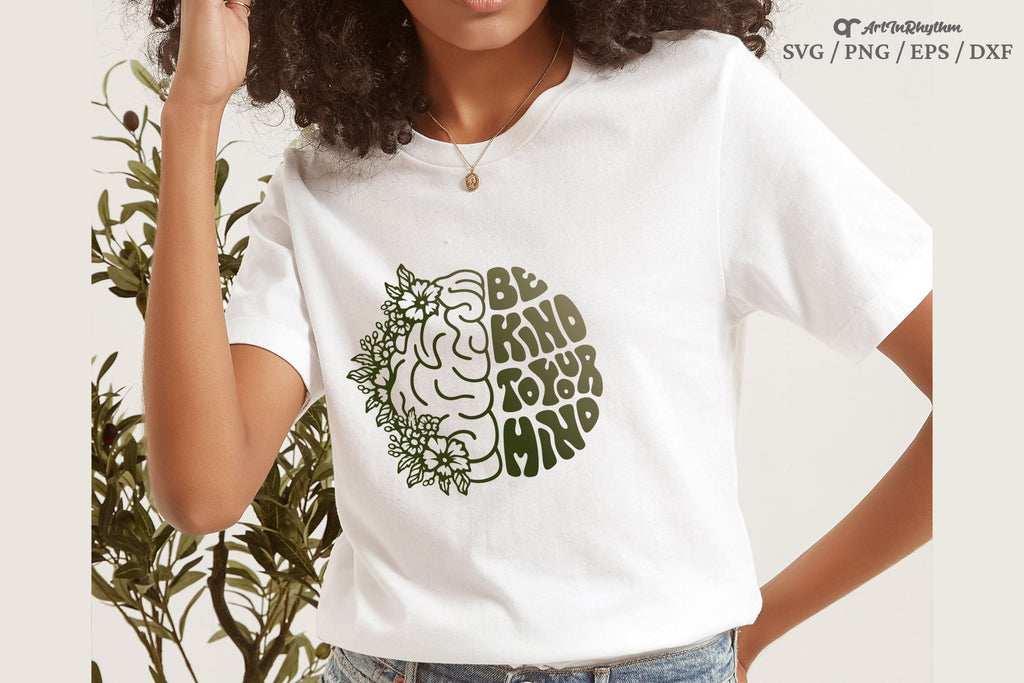 Be kind to your mind Svg, Mental Health Svg, Floral Brain Svg - So Fontsy
