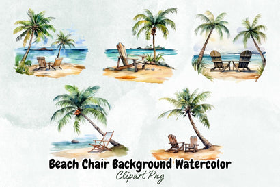 Beach Chair Background Watercolor Bundle Sublimation Designangry 