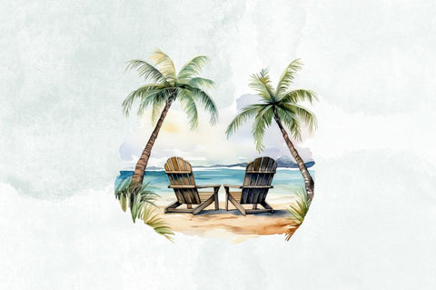 Beach Chair Background Watercolor Bundle Sublimation Designangry 