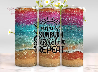 Beach Tumbler Wrap, 20oz Skinny Sunset Tumbler Sublimation Design, Straight & Tapered Template, Summer Tumbler PNG Download Sublimation WillowSageDesign 