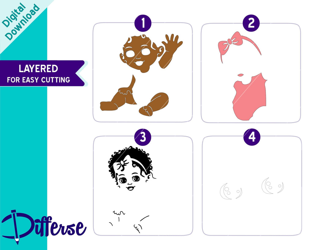 Black Baby Bundle SVG | Black Babies PNG & SVG | Baby Girl - So Fontsy