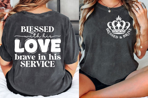 Blessed & brave Front and Back SVG T shirt Design SVG Designangry 