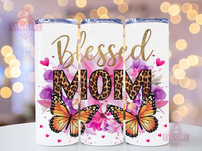 Blessed Mom 20oz Tumbler Wrap Sublimation Design, Straight Tapered Tumbler Wrap, Mother's Day Tumbler Png, Instant Digital Download Sublimation SvggirlplusArt 