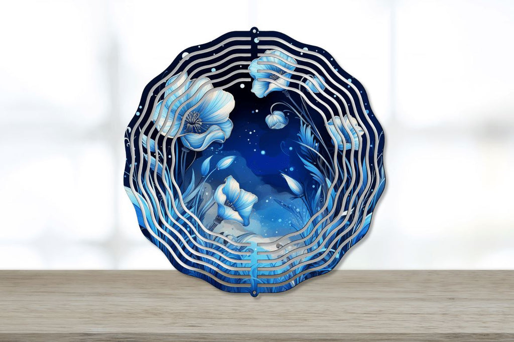 Blue Flowers in the Night Arts Wind Spinner - So Fontsy