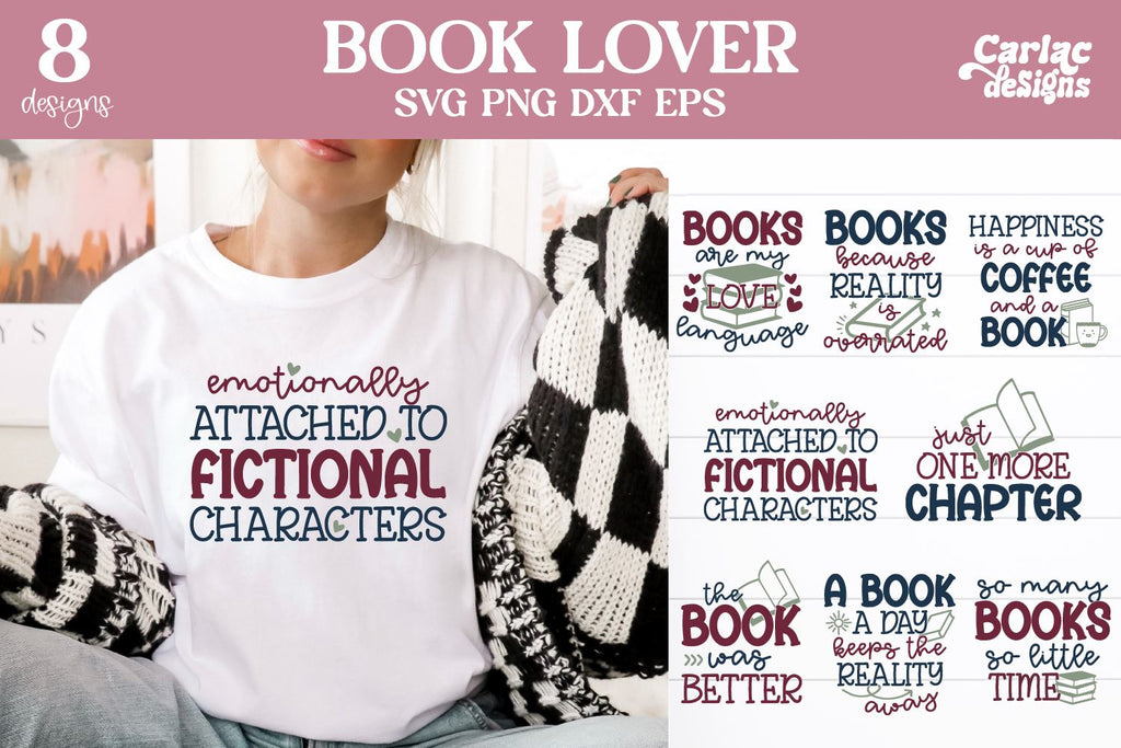 Book Lover SVG cut files for cricut and Sublimation Bundle - So Fontsy