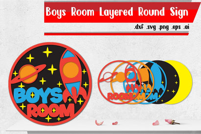 Boy's Room Layered Round Sign | Astronaut Room SVG zafrans studio 