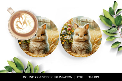 Bunny Coaster Design Printable, Round Sublimation Coaster Sublimation BijouBay 