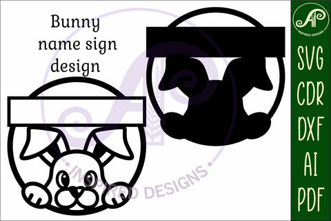 Bunny name sign svg laser cut template SVG APInspireddesigns 