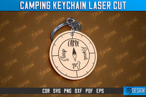 Camping Keychain Laser Cut Bundle | Adventure Design | Summer Camping Vibes | CNC File SVG Fly Design 