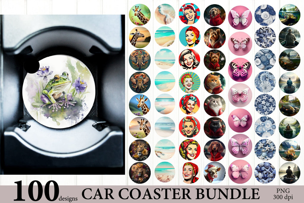 CAR COASTER 300 Designs Car Coasters Sublimation Designs Car