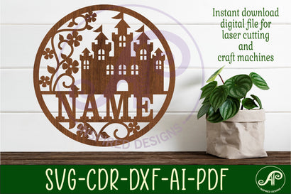 Castle name sign svg laser cut template SVG APInspireddesigns 