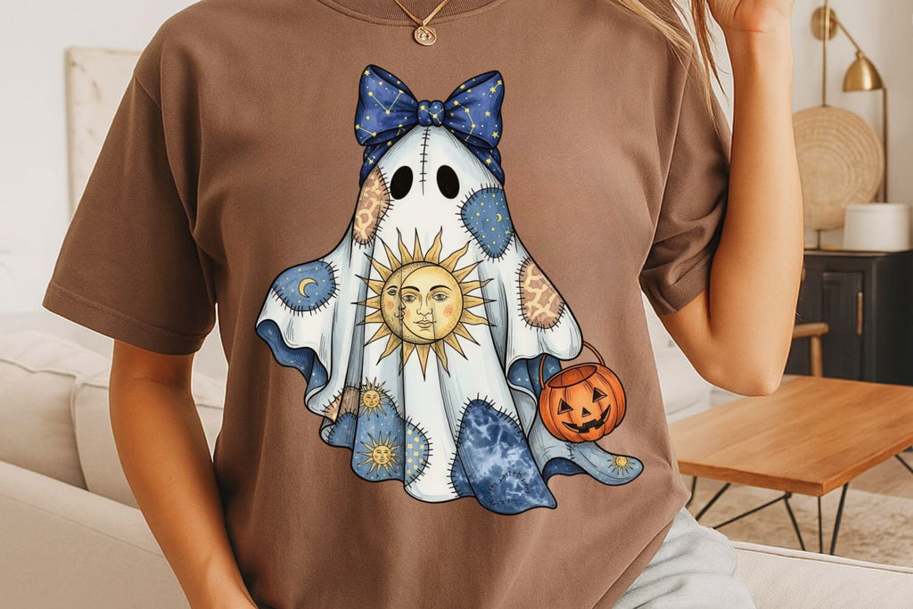 Celestial Patchwork Ghost PNG| Halloween Ghost Sublimation Png. - So Fontsy