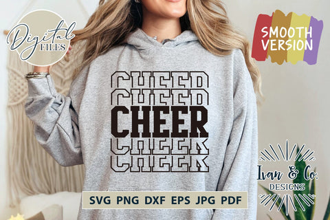 Cheer SVG Files, Stacked Cheer Svg, Cheerleading Svg, Cheerleader Girl Svg, Cheer Mom Svg, Cricut Svg, Silhouette Designs, Digital Cut Files, DXF PNG JPG (1704298728) SVG Ivan & Co. Designs 