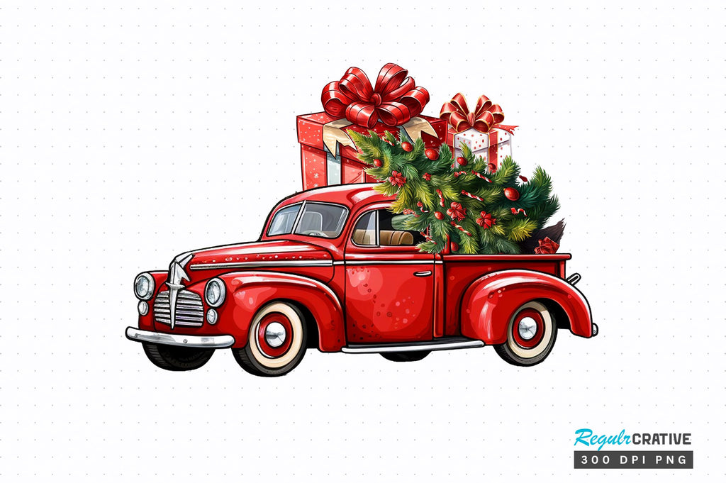 Christmas car clipart png design So Fontsy