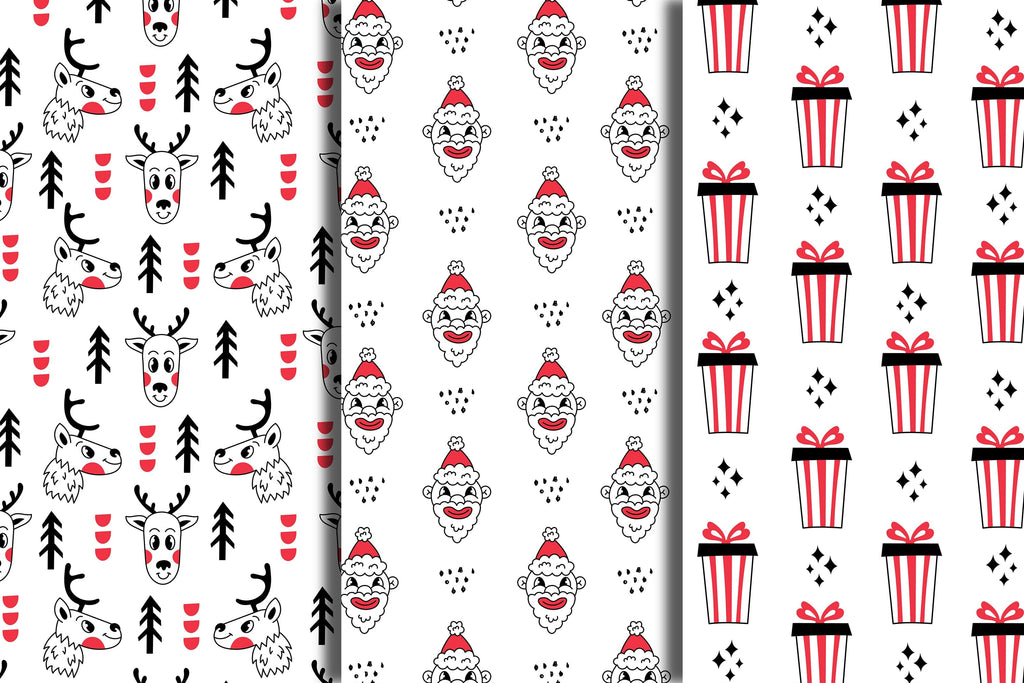 Christmas Doodle Seamless Patterns - So Fontsy