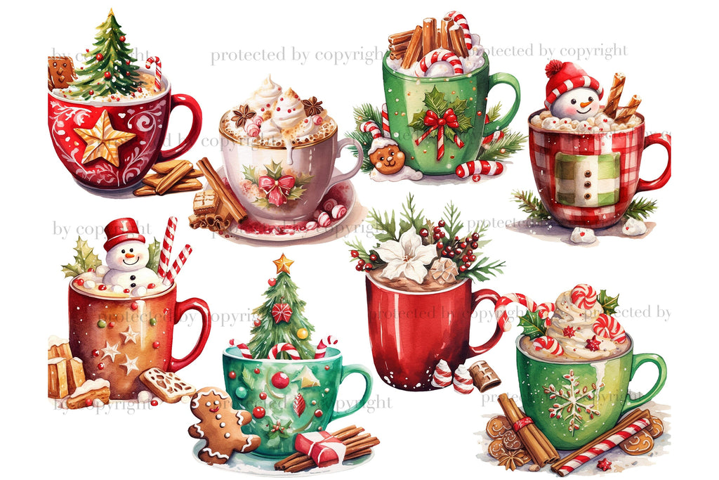 Hot Chocolate, Hot Cocoa, COMMERCIAL USE, Christmas Clipart