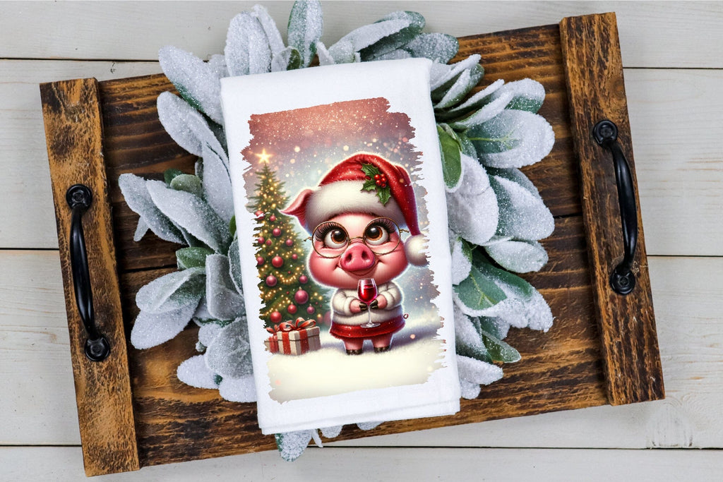 Santa Face Christmas Kitchen Towel, Farmhouse Santa Dish Towel