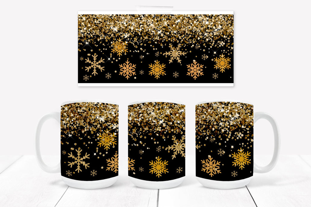 Gold and Silver Snowflakes Insulated Coffee Mug Christmas Mug