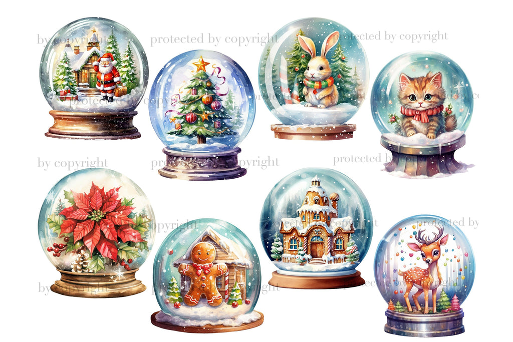 Christmas Snow Globe PNG | Christmas Ball Clip Art Set - So Fontsy