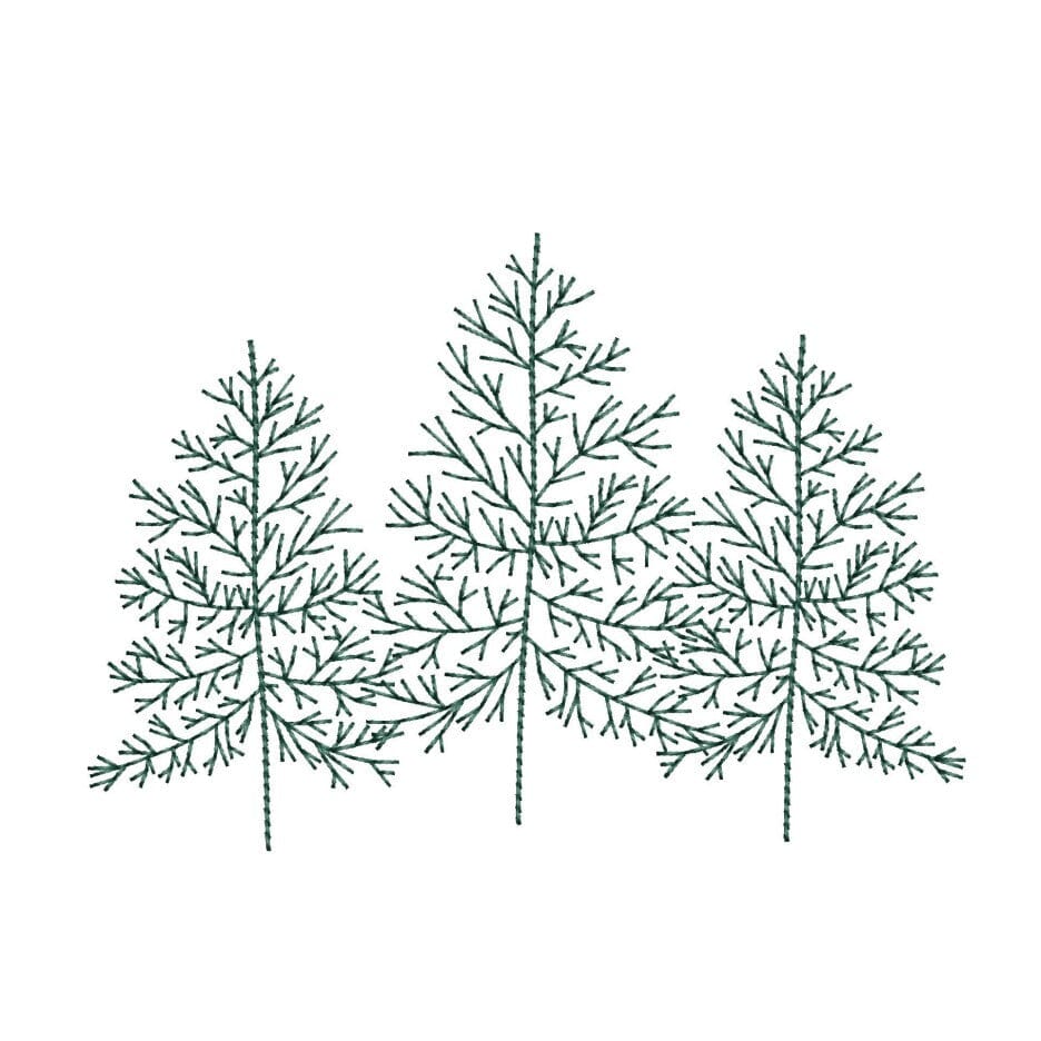 Christmas Trees Embroidery Design, 5 sizes, Instant Download - So Fontsy