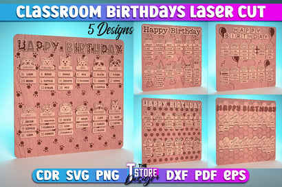 Classroom Birthdays Laser Cut Bundle | School Design | Classroom Life | CNC Files SVG The T Store Design 